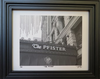 Milwaukee, Wisconsin, Downtown, "The Pfister" Hotel, Historic Building,  Original Mixed Media, 8 x 10 or 11 x 14, Sold Unframed