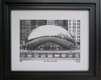 Chicago, "The Bean In Chicago", Sculpture, Cloud Gate, AT&T Park, Millineum Plaza, The Loop, Mixed Media, 8 x 10 or 11x14, Sold Unframed