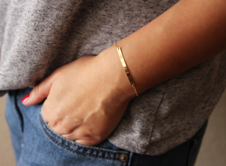 Customized Name Plate Bracelet / Personalized Gold Bracelet / Etsy
