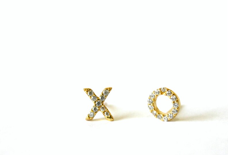 BFF earrings XO Earrings Tiny XO Studs Cz Ear Studs Gift for her