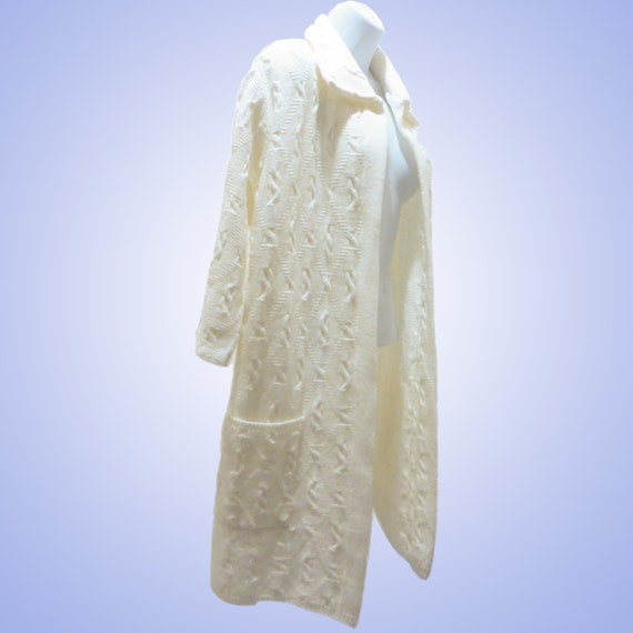 Women’s Cream Cable Knit Cardigan Sweater, Mid Th… - image 2