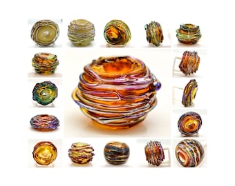 Glass Lampwork Bead, Extra Large Silver Glass, Multiple Options