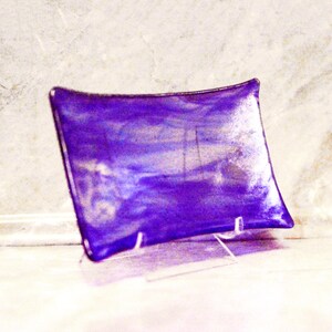 Fused Glass Decorative Dish, Home Decor, Iridescent Blue