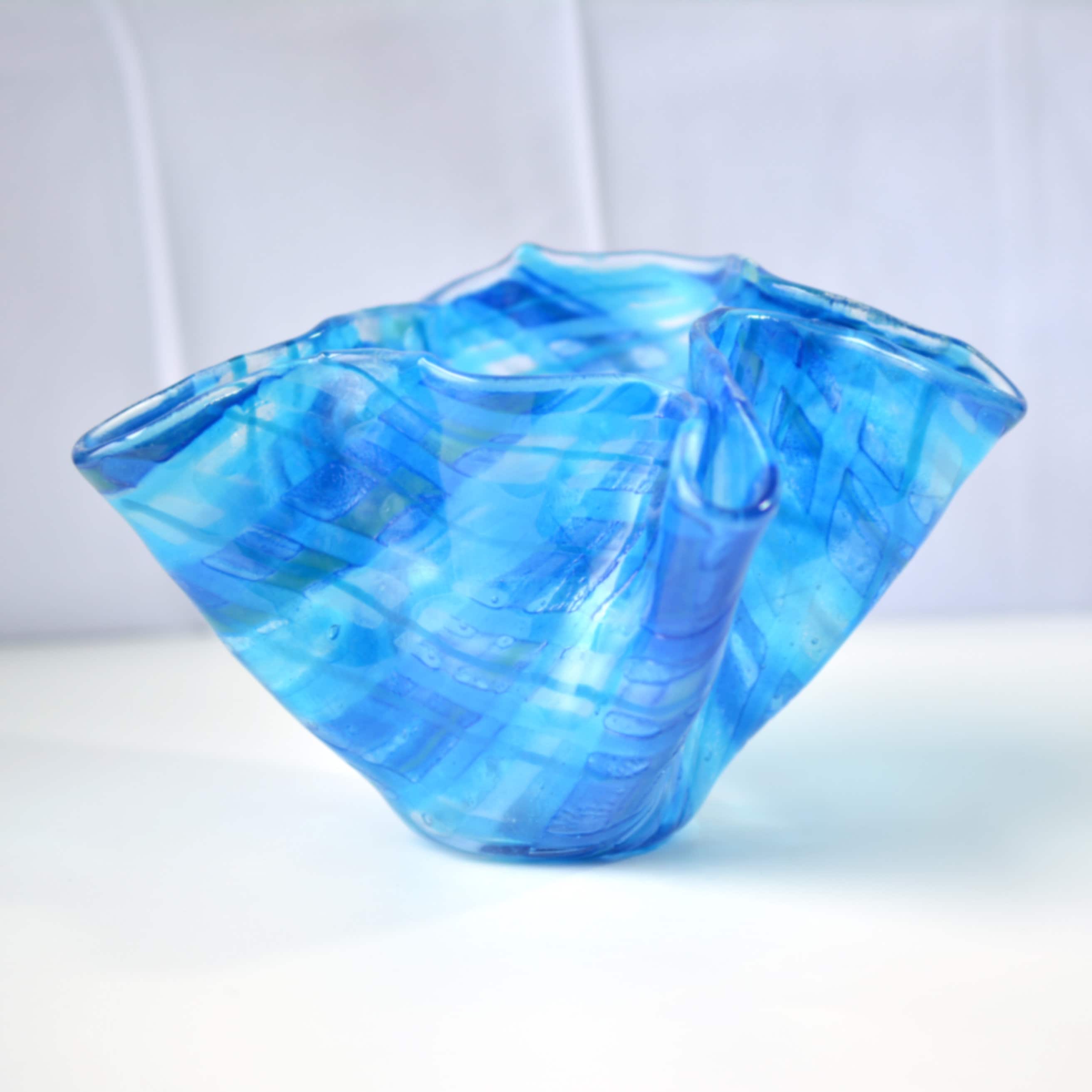 ガラスの花瓶、ブルーチェック柄 - Etsy 日本