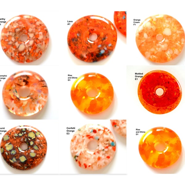 Fused Glass Disc, Orange Blend Color Options