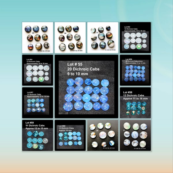 Dichroic Glass Cabochon Assortments, Tiny Jewels, Multiple Size and Color Options