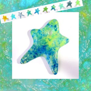 Fused Glass Pendant, Star, Blues and Greens, Multiple Color Options