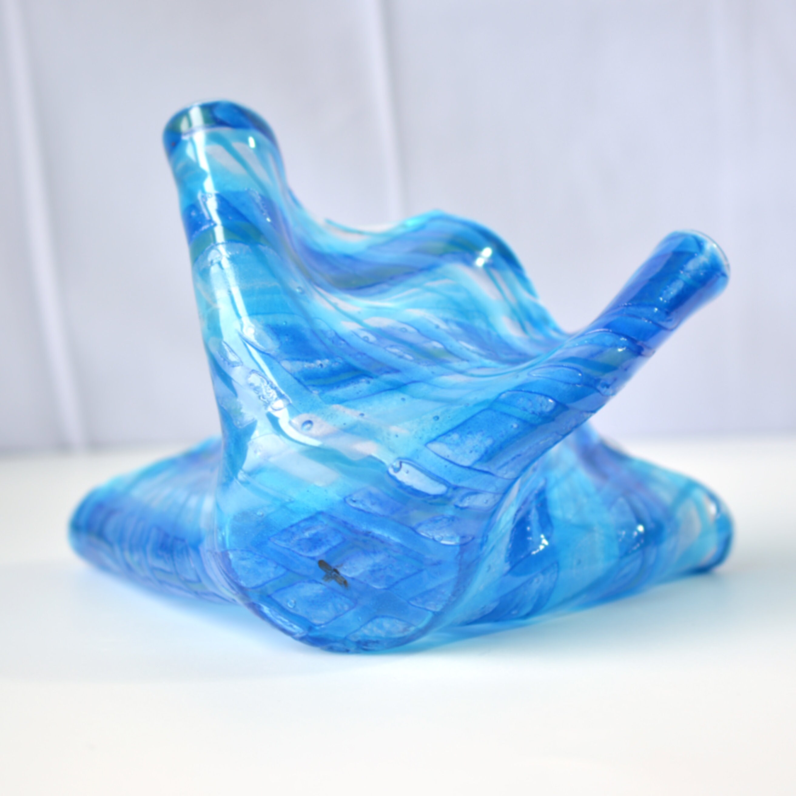 ガラスの花瓶、ブルーチェック柄 - Etsy 日本