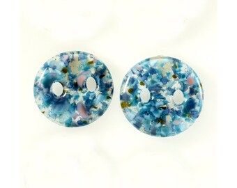 Fused Glass Buttons, Set of 2, Summer Sky, 1"