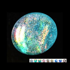 Handmade Dichroic Glass Cabochon, 15 mm size range, Multiple Color Options