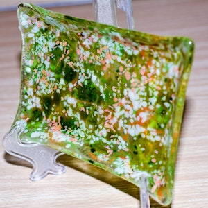 Fused Glass Decorative Dish, Gift, Foliage, One of a Kind
