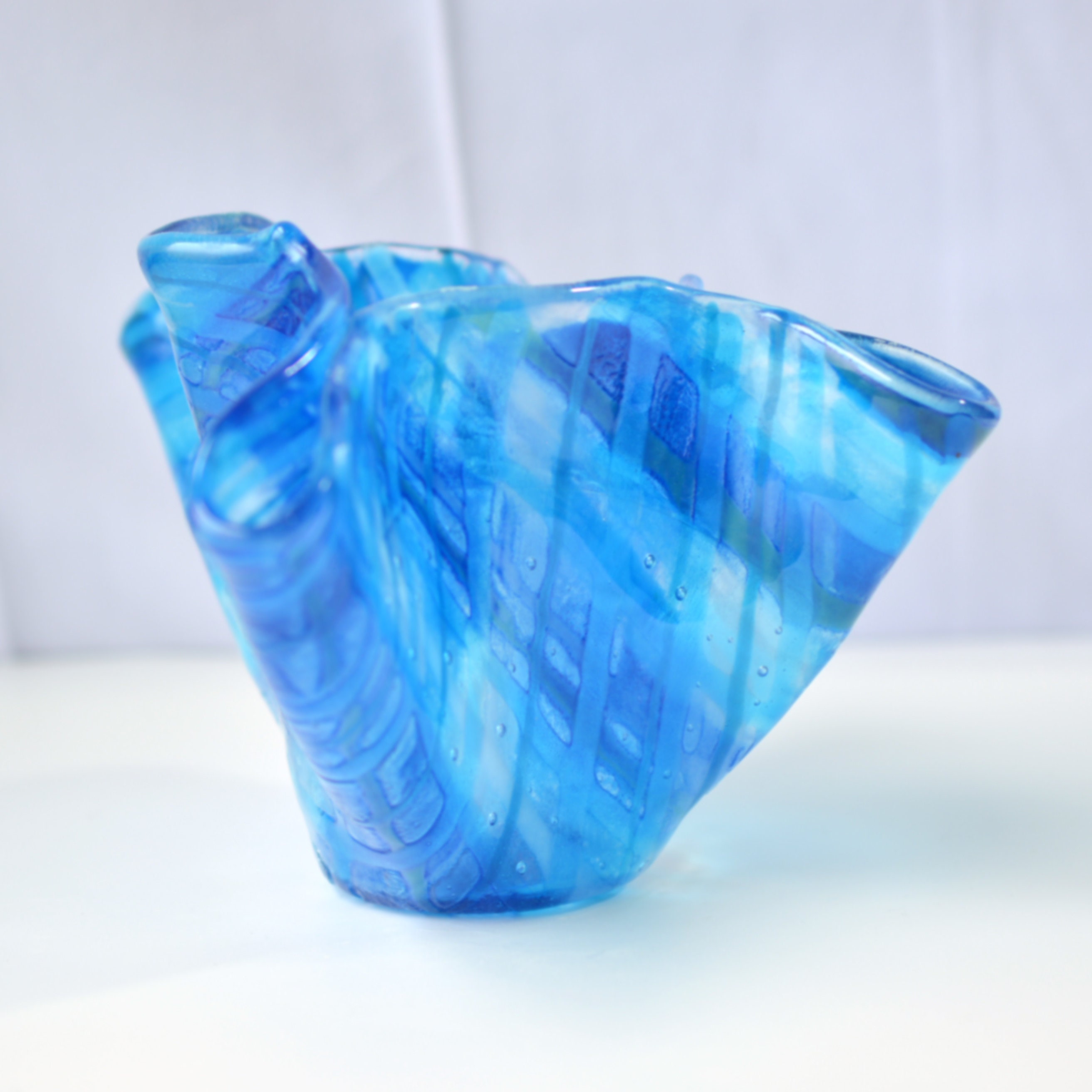 ガラスの花瓶、ブルーチェック柄 - Etsy 日本