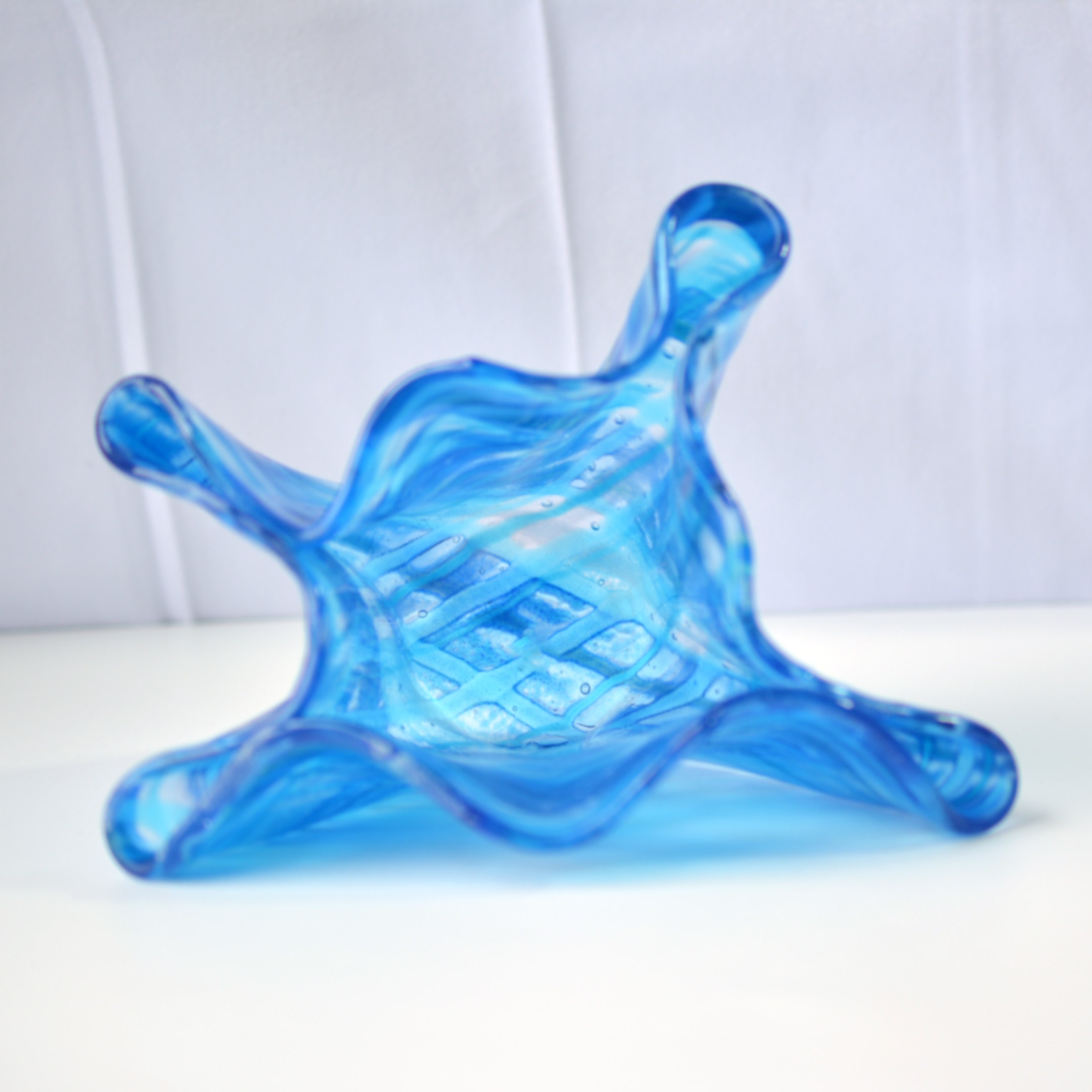 ガラスの花瓶、ブルーチェック柄 - Etsy 日本