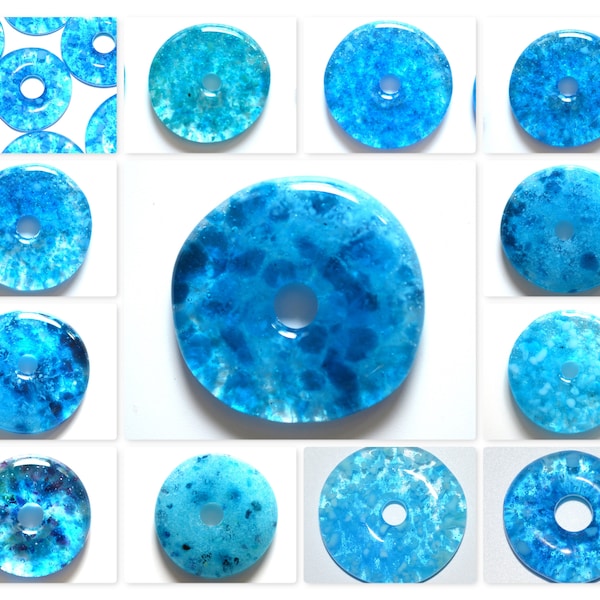 Fused Glass Discs, Blues, Multiple Size and Color Options