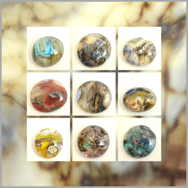 Lampwork Silvered Glass Cabochon, Multiple Options