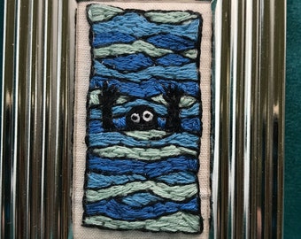 Framed Embroidery Art - Hand-Crafted - Sink or Swim - *FREE SHIPPING