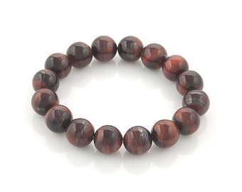 mahogany red tiger eye good luck bracelet 12mm genuine beads