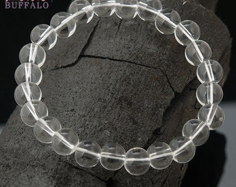 clear quartz crystal women's men's braclet 8mm beads, stretch bracelet natural semi precious stones, chakra healing reiki