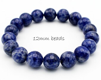 Blue sodalite bracelet grade AA untreated beads for men and women semi precious gemstone healing energy meditation