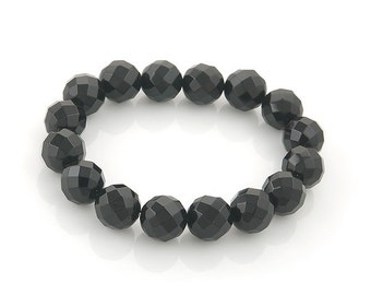 Black onyx bracelet 12mm faceted beads