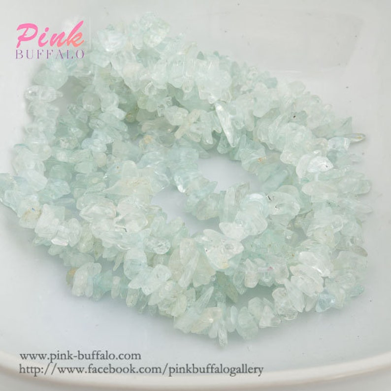 natural gemstone beads aquamarine chips, blue beads aquamarine, gift, wholesale, semi precious, gemstone chips, summer jewelry making supply 画像 1