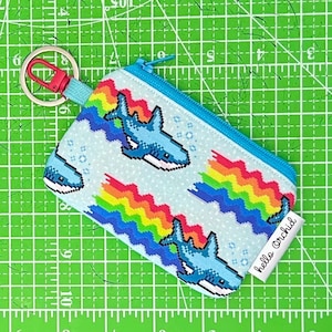 Rainbow Whale Shark Pride-kaartportemonnee, sleutelhanger