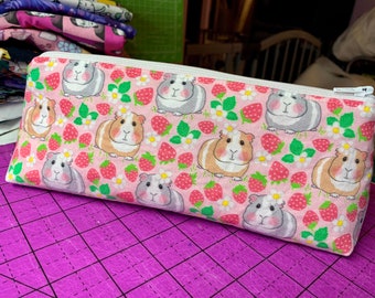 Guinea Pigs and Strawberries Pencil etc. Pouch