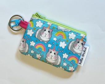 Kaartportemonnee Unicorn Guinea Pigs and Rainbows, sleutelhanger