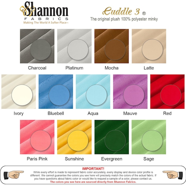 Shannon Cuddle 3® Plush Minky Solid Color Fabric - 58-60" Wide 100% Polyester