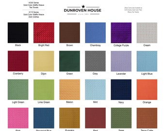 Dunroven House K330 Solid Color 20" x 28" Waffle Weave Tea Towels in 29 Colors