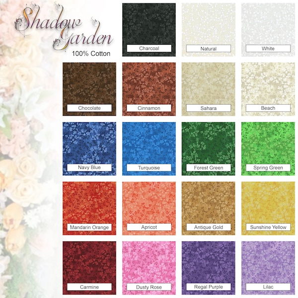 Shadow Garden Tone on Tone 100% Cotton Fabric BTY 19 Colors