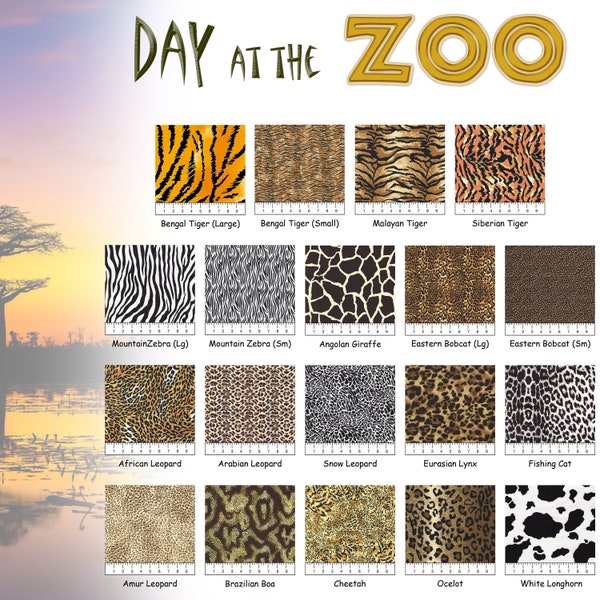 Day at the Zoo Animal Skin Prints 100% Cotton Fabric - 19 Prints