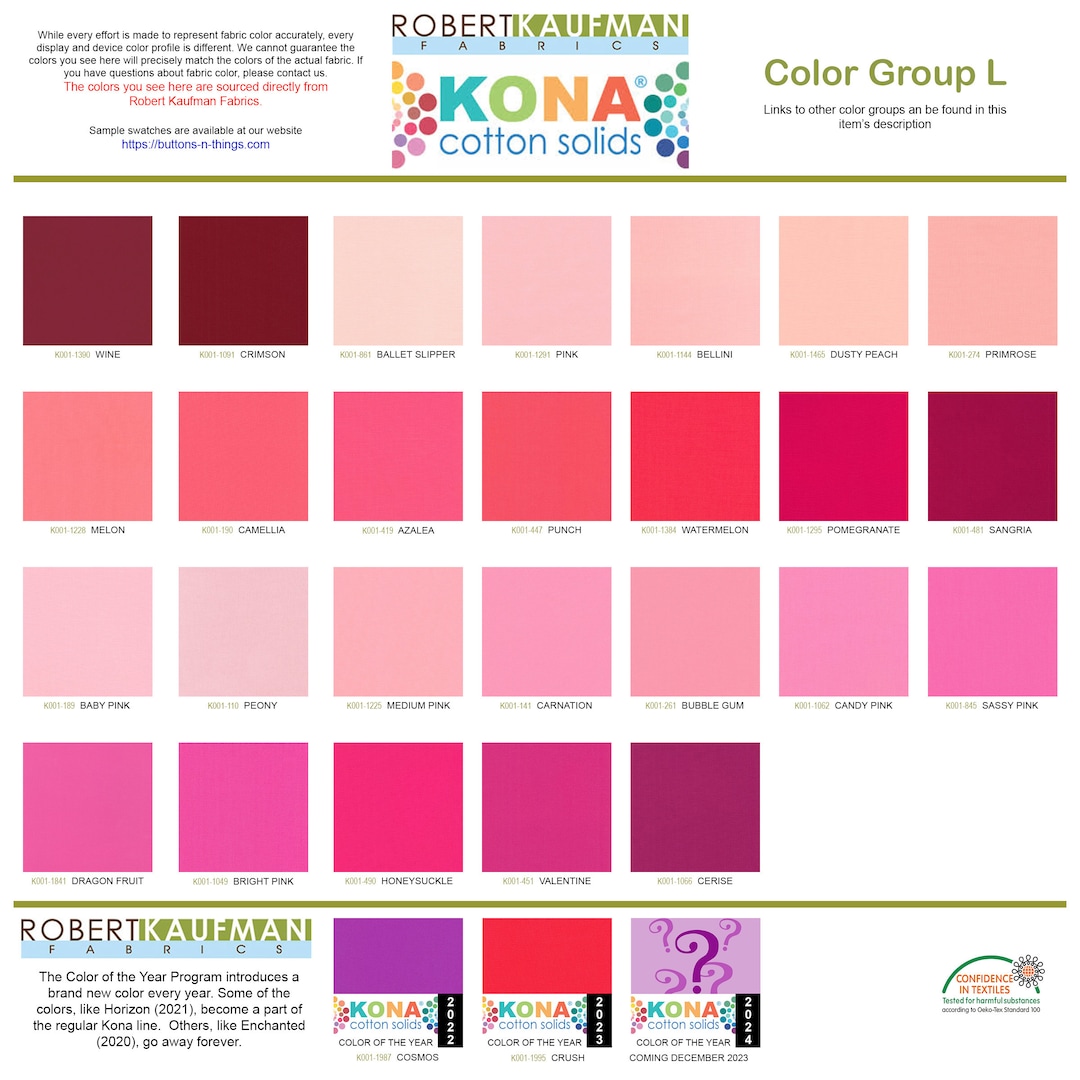 Robert Kaufman Kona Solid Color 100 Cotton Fabric Color Etsy