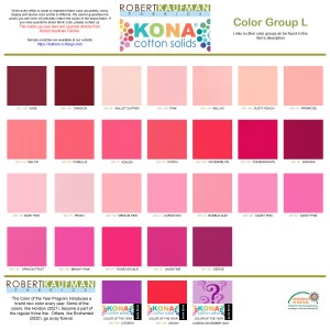 Robert Kaufman Kona Solid Color 100% Cotton Fabric - Color Group L