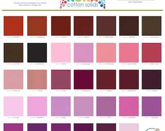 Tissu Robert Kaufman Kona de couleur unie 100 % coton - Groupe de couleurs C
