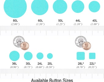 Custom Fabric Covered Buttons - 13 Sizes Up to 2"-  Made in 227 Colors from Robert Kaufman’s Kona Cotton Fabric