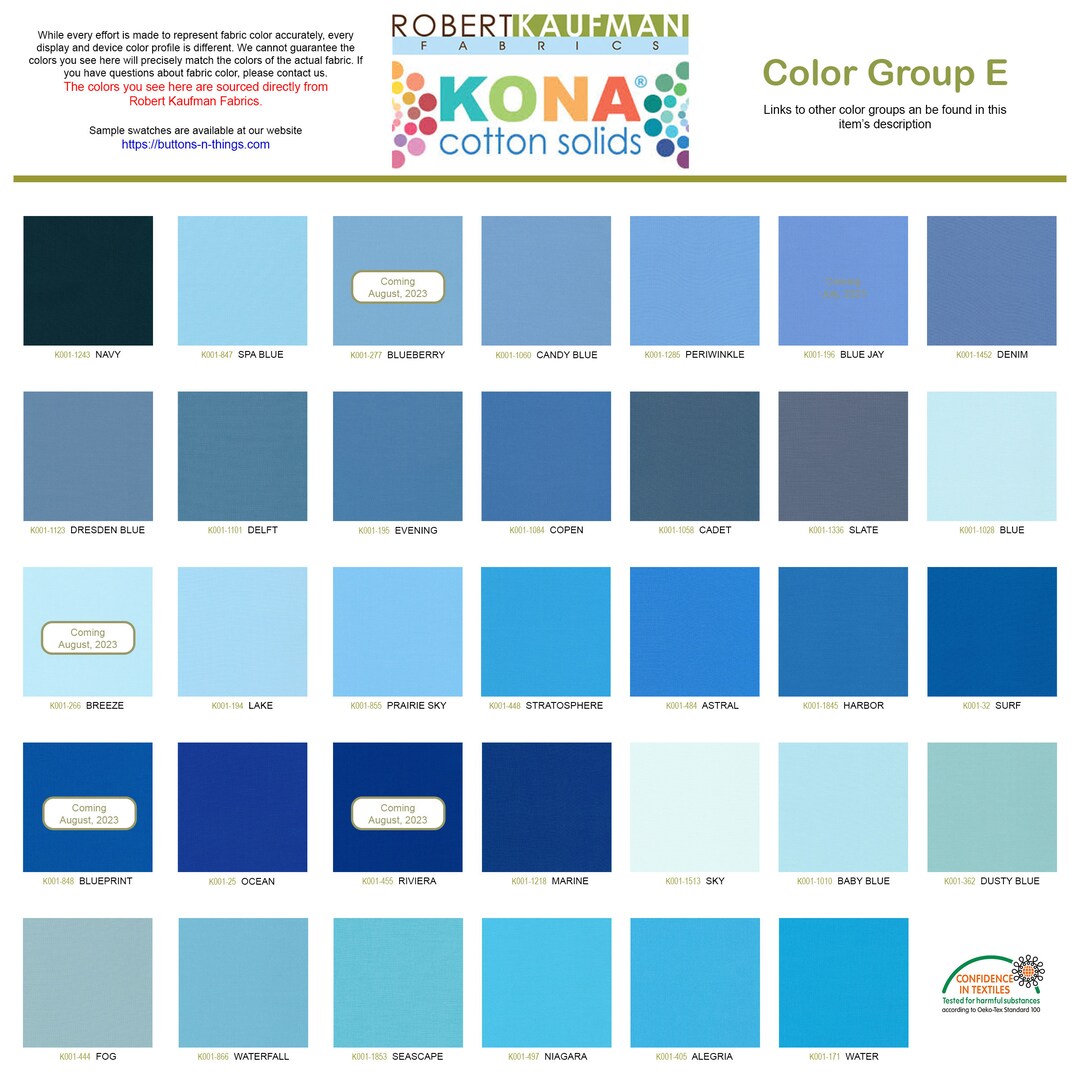 Robert Kaufman Kona Solid Color 100 Cotton Fabric Color Etsy