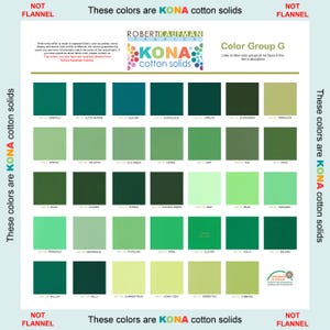 Robert Kaufman KONA Solid Color 100% Baumwolle - Farbgruppe G