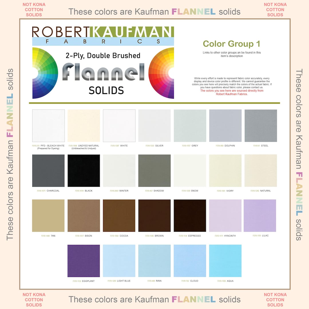 Robert Kaufman FLANNEL Solids 2-ply Double Brushed - Color Group 1 - Etsy