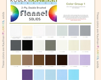 Robert Kaufman FLANNEL Solids 2-Ply Double Brushed - Color Group 1