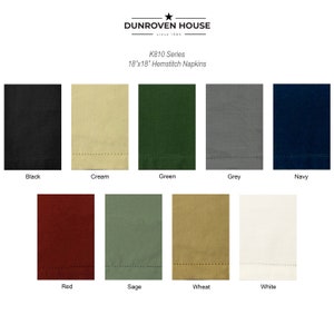 Dunroven House K810 Solid Color 18&quot; x 18&quot; 100% Cotton Hemstitch Napkins - Choose from 9 Colors