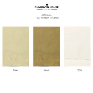 Dunroven House K362 Solid Color 17&quot; x 27&quot; 75 Cotton/25 Linen Blend Hemstitch Tea Towels - 3 Colors