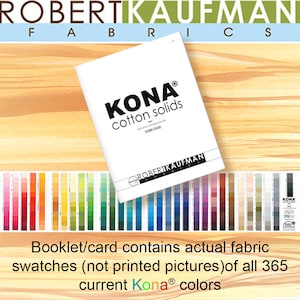 Robert Kaufman Kona Cotton huidige kleurstaalkaart.