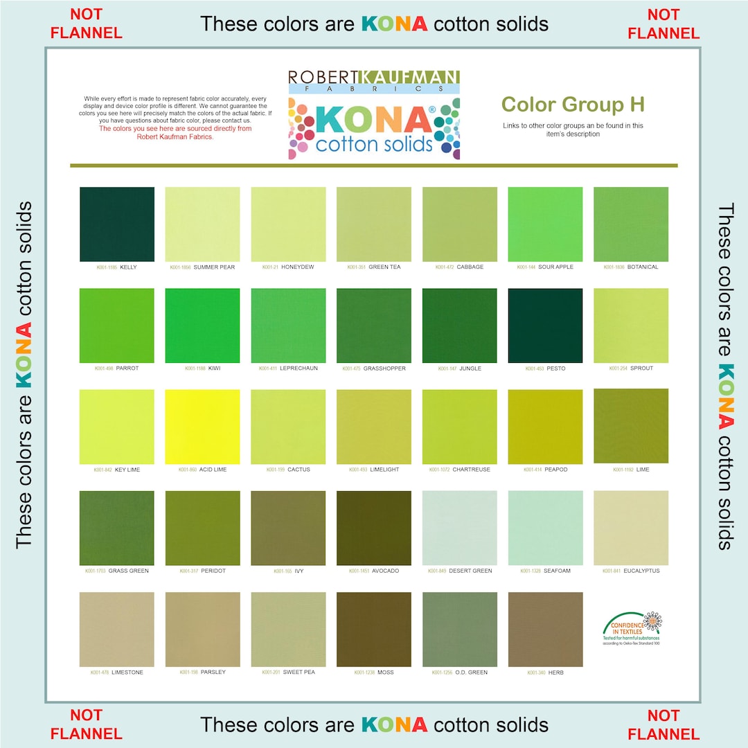 Robert Kaufman KONA Solid Color 100% Cotton Fabric - Color Group H - Etsy