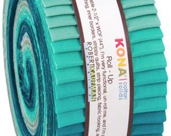 40-pc Roll Up 2-1/2" x 44" Strips Robert Kaufman Kona Solid Color 100% Cotton Fabric - Midnight Oasis Palette