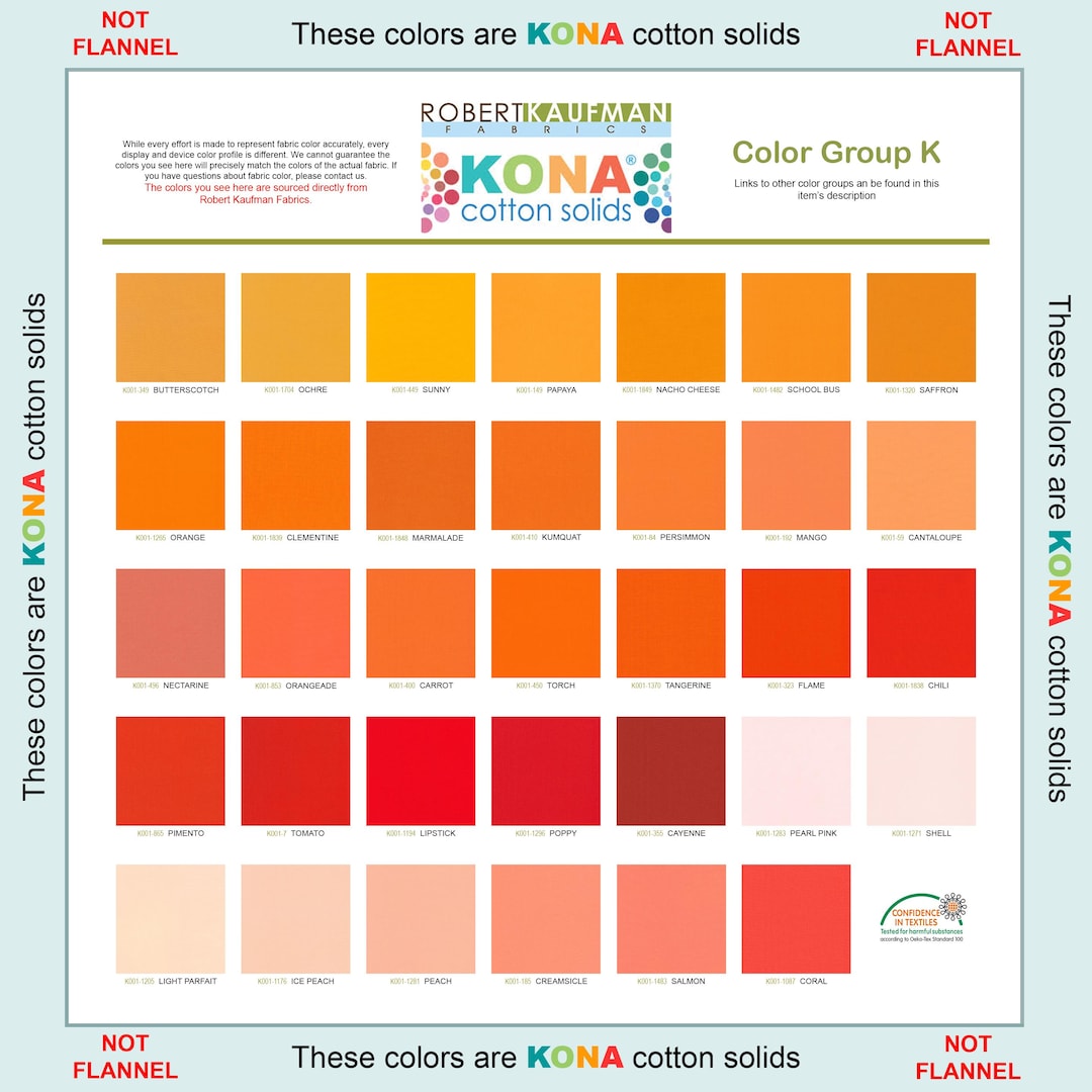Robert Kaufman KONA Solid Color 100% Cotton Fabric - Color Group K - Etsy