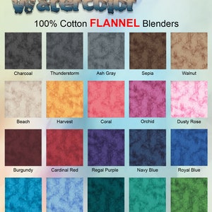 FLANNEL Watercolor / Marbeled 100% Cotton Print Fabric in 20 Colors - DISCONTINUED - Availability Limited to Quantities and Colors on Hand