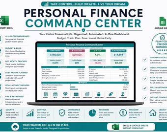Personal Finance Command Center – Budget, Debt & Net Worth Spreadsheet