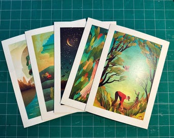 SET of 5 cards Psalm 01, Psalm 04, Psalm 08 Psalm 126 and Psalm 139 A5 folded New Zion