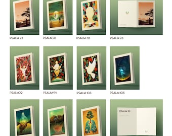 Set of 10 cards Psalm 23, Psalm 31, Psalm 78, Psalm 22, Psalm 94, Psalm 103, Psalm 105, Psalm 115, Psalm 121 & Psalm 150 A5 folded